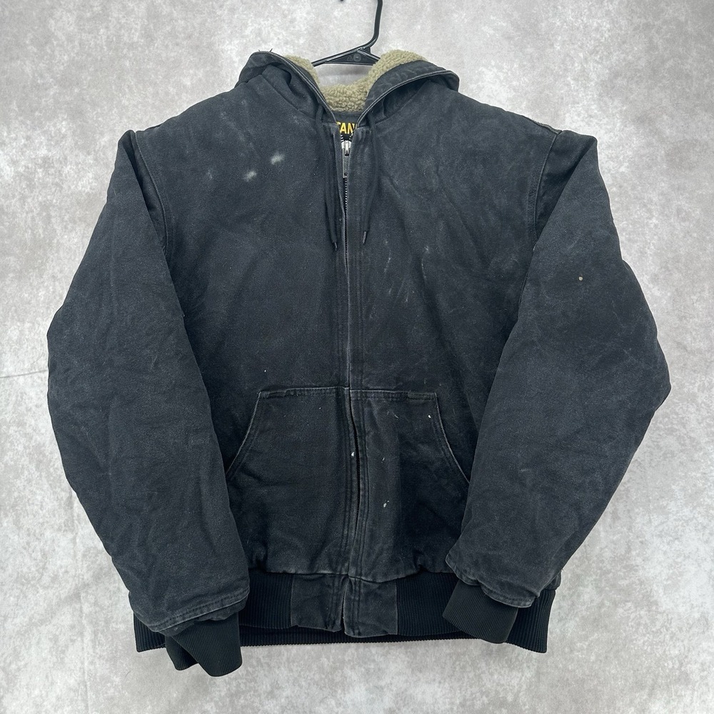 Stanley Men's L Washed Black Canvas Sherpa Lined Hooded Work Jacket